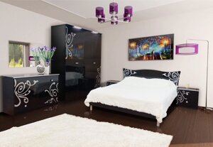Спальня Феліція Нова комплект 4ДЗ Світ Меблів чорний лак