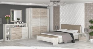 Спальня Кім комплект 1Д4Ш дуб крафт білий + сан-ремо з ламелями Меблі-Сервіс