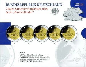 Німеччина 2018. Офіційний набір 2 Євро: Федеральні Землі Берлін - пруф