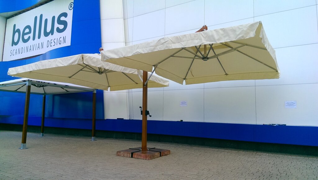 Консольна двокупольна парасоля для кафе Дабл Люкс (6х4м) від компанії Зонт.com - фото 1
