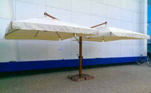 Консольна покращена двокупольна парасоля для кафе Дабл Люкс (6х4м)