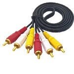 Кабель Audio-Video 3хRCA (тато)3хRCA (тато), GOLD connector, CU, круглий, Black, 1,5 м,