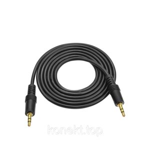 Кабель AUX Audio DC3.5 тато-тато 3.0 м, GOLD Stereo Jack, круглий) Black cable, Пакет Q300