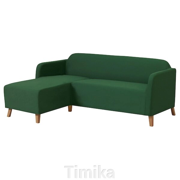 3-місний диван LINANÄS Protector з шезлонгом, Vissle темно-зелений від компанії Timika - фото 1
