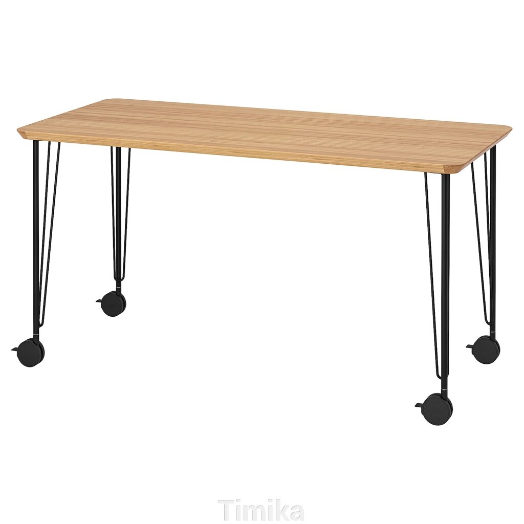 ANFALLARE / KRILLE Письмовий стіл, бамбук/чорний, 140x65 см від компанії Timika - фото 1