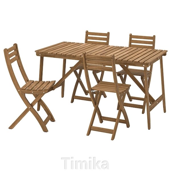 ASKHOLMEN Стіл+4 розкладні стільці, сад, темно-коричневий, 143х75 см від компанії Timika - фото 1