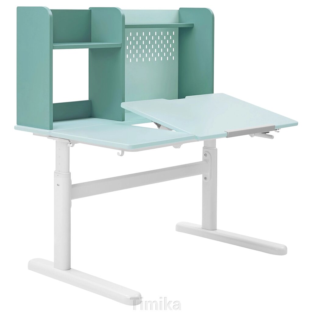 BERGLÄRKA Письмовий стіл, бірюзовий/білий з можливістю нахилу, 100x70 см від компанії Timika - фото 1