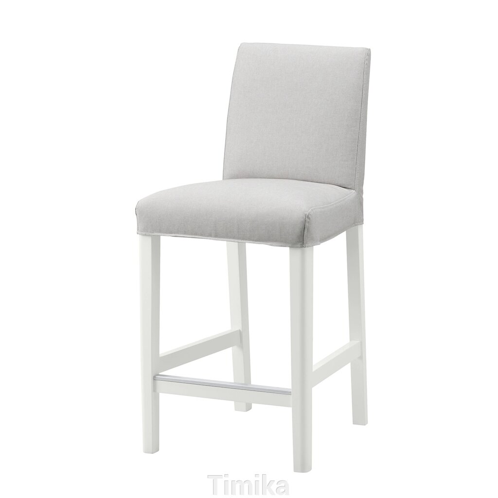 BERGMUND Барний стілець зі спинкою, білий/Orrsta світло-сірий, 62 см від компанії Timika - фото 1