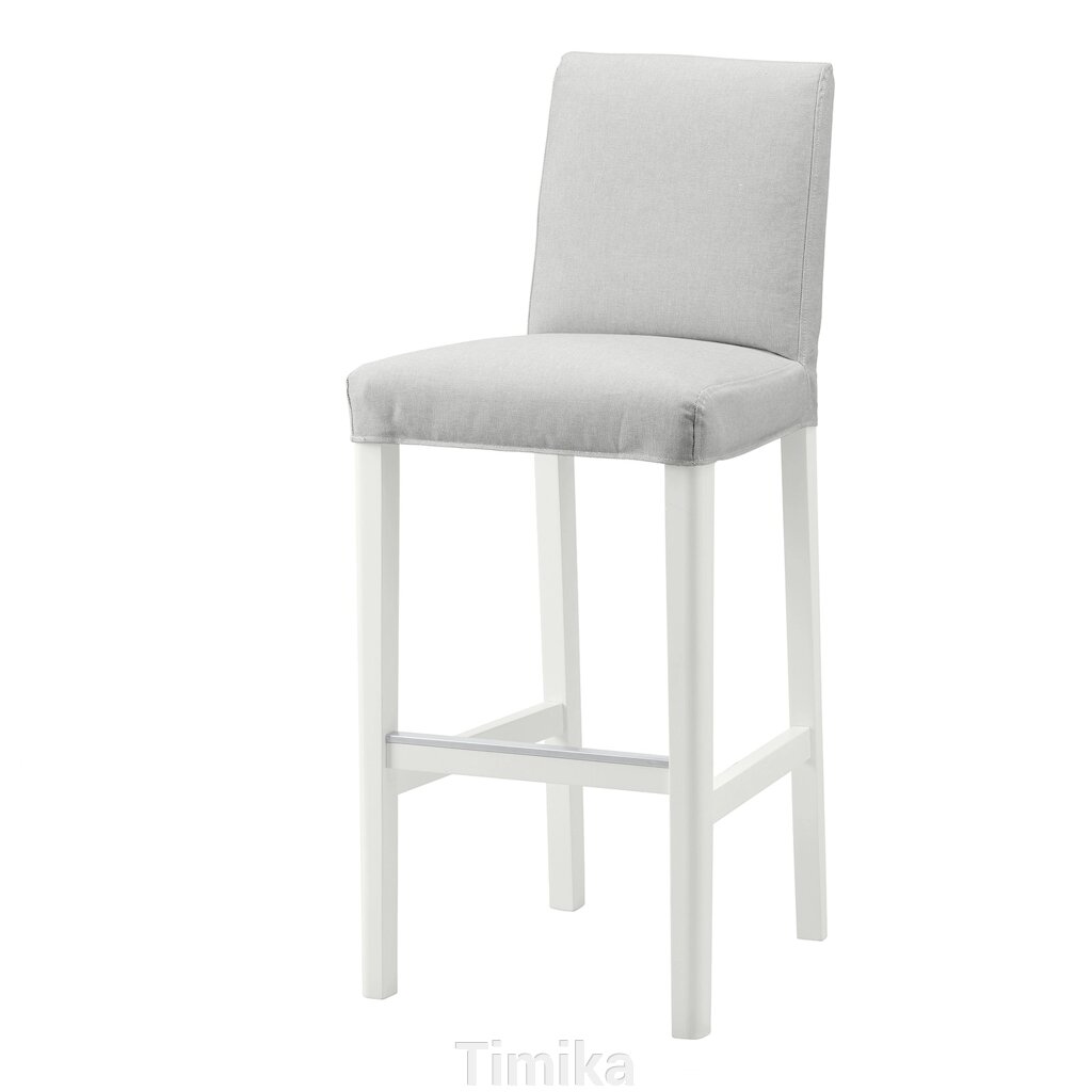 BERGMUND Барний стілець зі спинкою, білий/Orrsta світло-сірий, 75 см від компанії Timika - фото 1