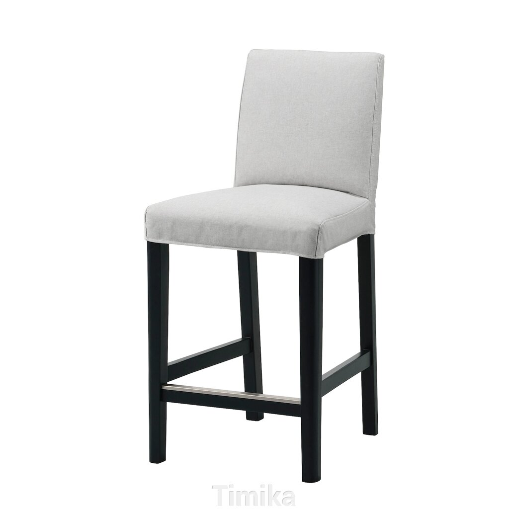 BERGMUND Барний стілець зі спинкою, чорний/Orrsta світло-сірий, 62 см від компанії Timika - фото 1