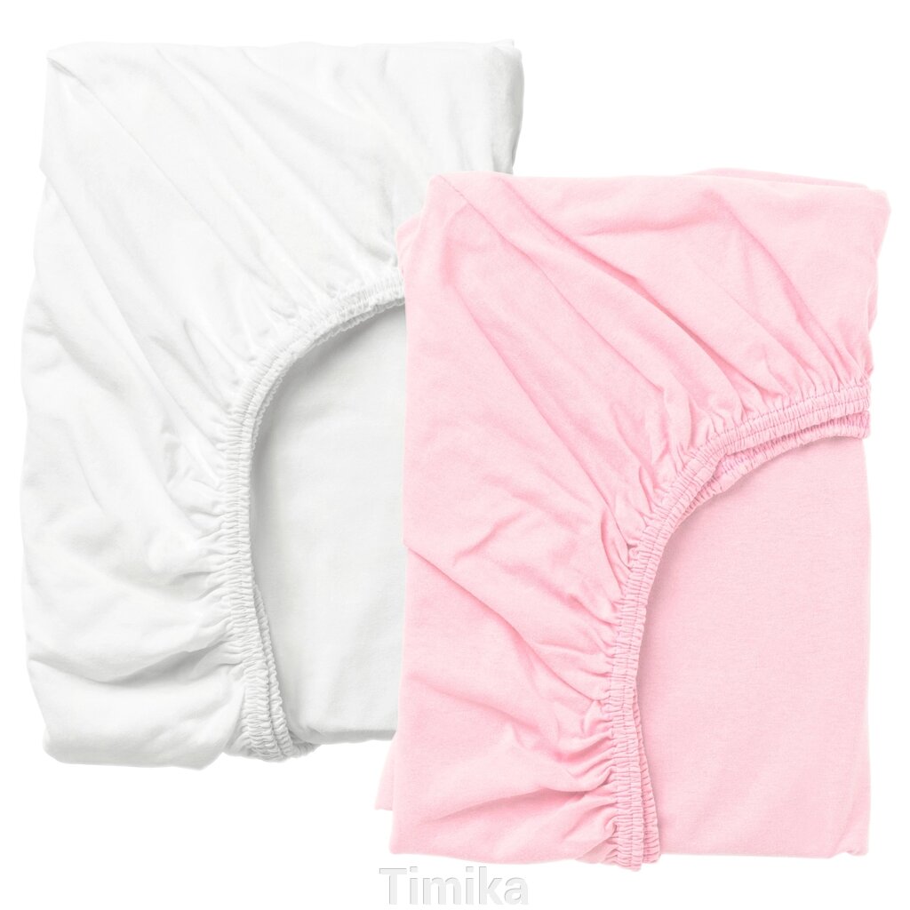 БІЛИЗНА Дитяче простирадло, білий/рожевий, 60х120 см від компанії Timika - фото 1