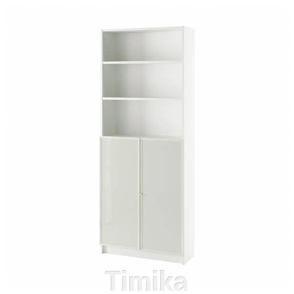 BILLY / HÖGBO Книжкова шафа зі скляними дверцятами, біла, 80x30x202 см від компанії Timika - фото 1