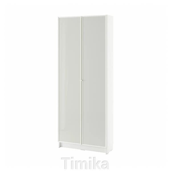 BILLY / HÖGBO Книжкова шафа зі скляними дверцятами, біла, 80x30x202 см від компанії Timika - фото 1