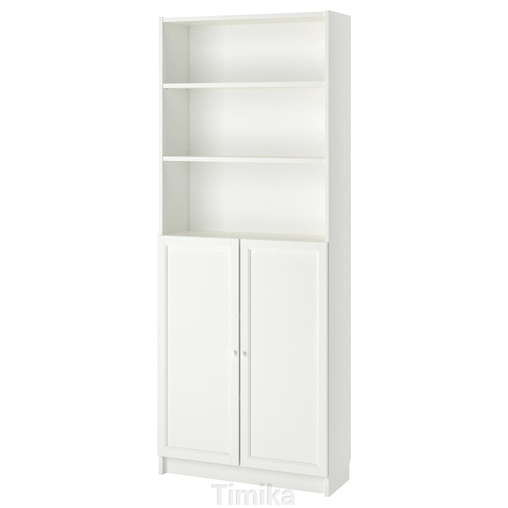 BILLY / OXBERG Книжкова шафа з дверцятами, білий, 80x30x202 см від компанії Timika - фото 1