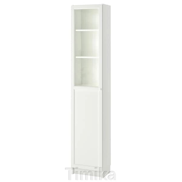 BILLY / OXBERG Книжкова шафа з панельними/скляними дверцятами, білий/скло, 40x30x202 см від компанії Timika - фото 1