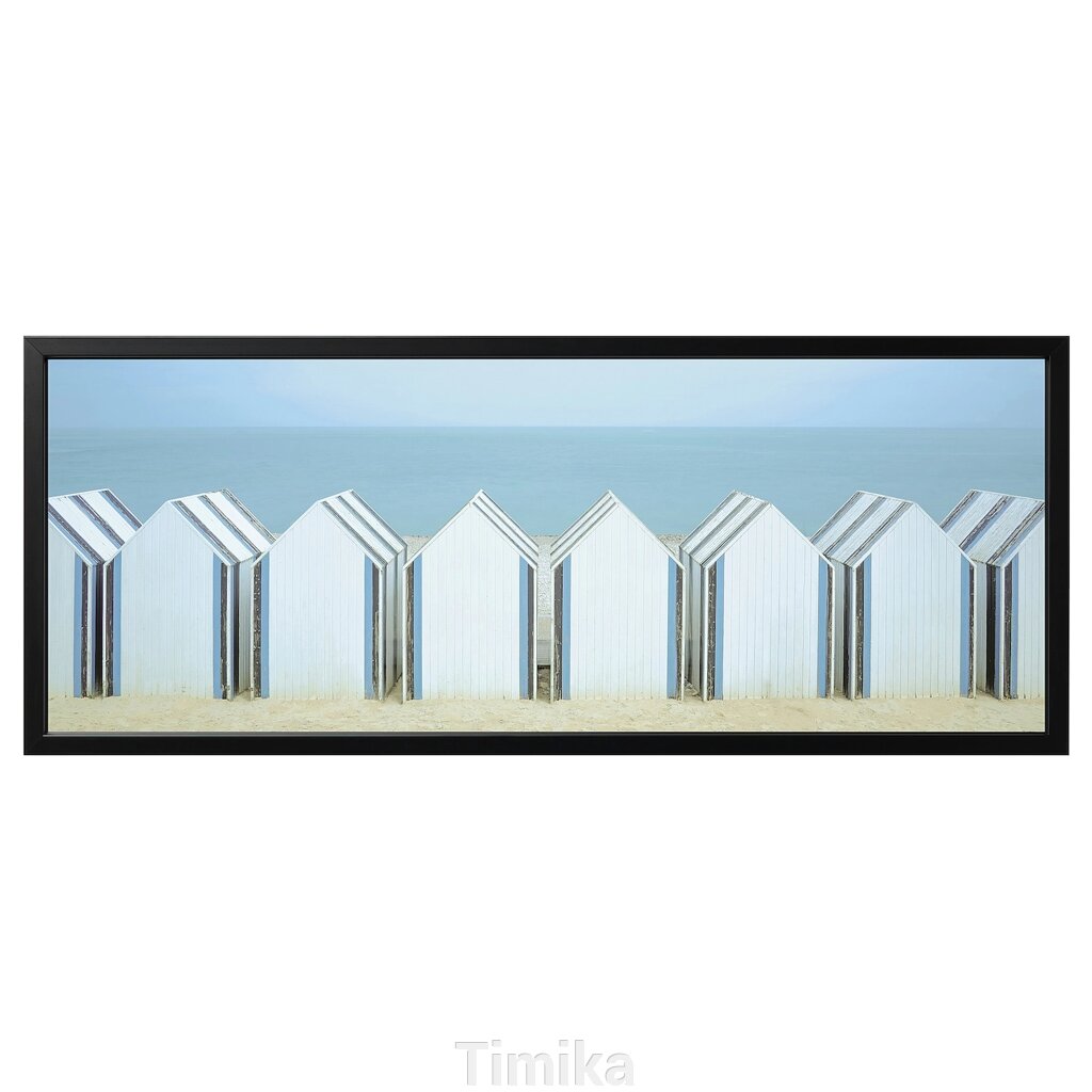 BJÖRKSTA Картина в рамці, пляжні будинки/чорний, 140x56 см від компанії Timika - фото 1
