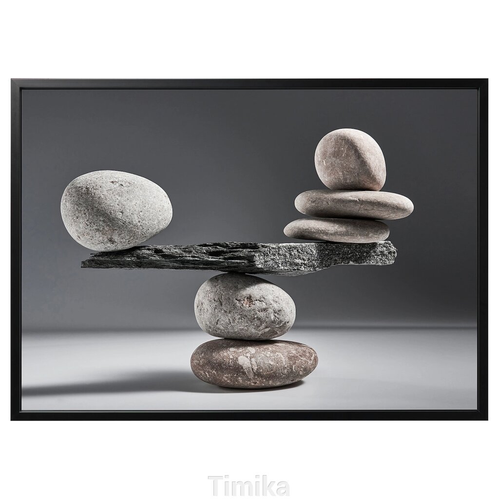 BJÖRKSTA Картина з рамою, баланс каменів/чорний, 140x100 см від компанії Timika - фото 1