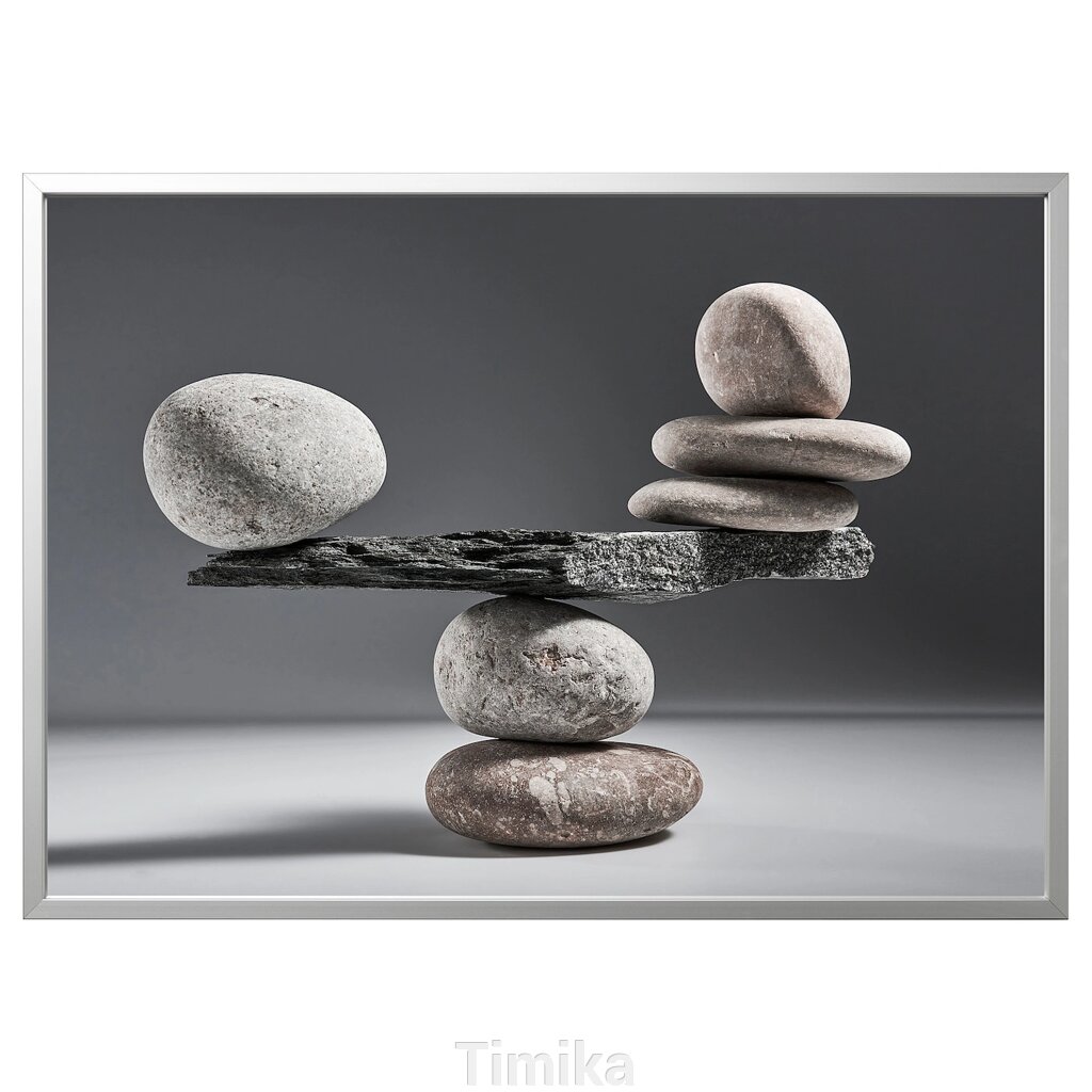 BJÖRKSTA Картина з рамою, балансування каменів/срібло, 140x100 см від компанії Timika - фото 1