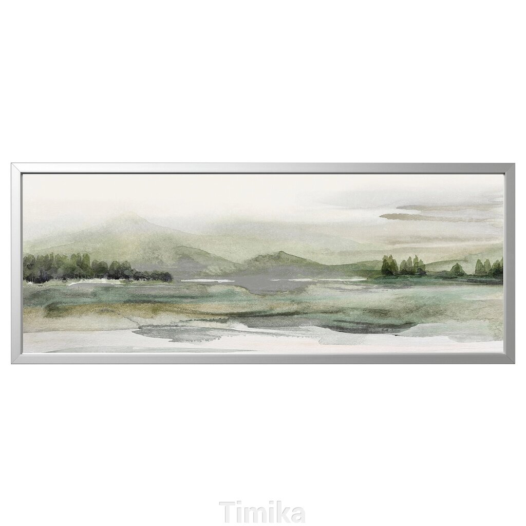BJÖRKSTA Картина з рамою, зелена природа/срібло, 140x56 см від компанії Timika - фото 1