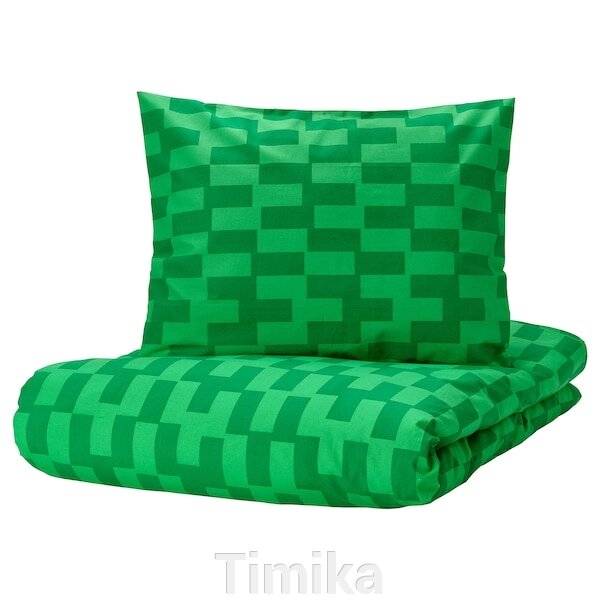 BLÅSKATA Підодіяльник і наволочка, зелений/візерунок, 150x200/50x60 см від компанії Timika - фото 1