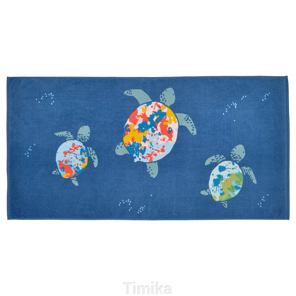 BLÅVINGAD Банний рушник, малюнок черепахи/темно-синій, 70x140 см від компанії Timika - фото 1