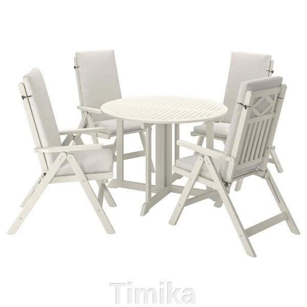 BONDHOLMEN Стіл + 4 розширювача стільці, відкритий, білий/бежевий/Frösön/Duvholmen beige від компанії Timika - фото 1