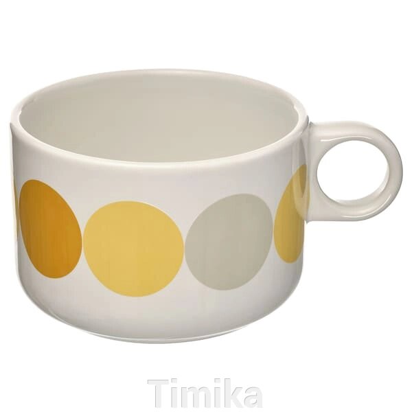 BRÖGGAN Кружка, крапковий малюнок білий/жовтий, 28 кл від компанії Timika - фото 1