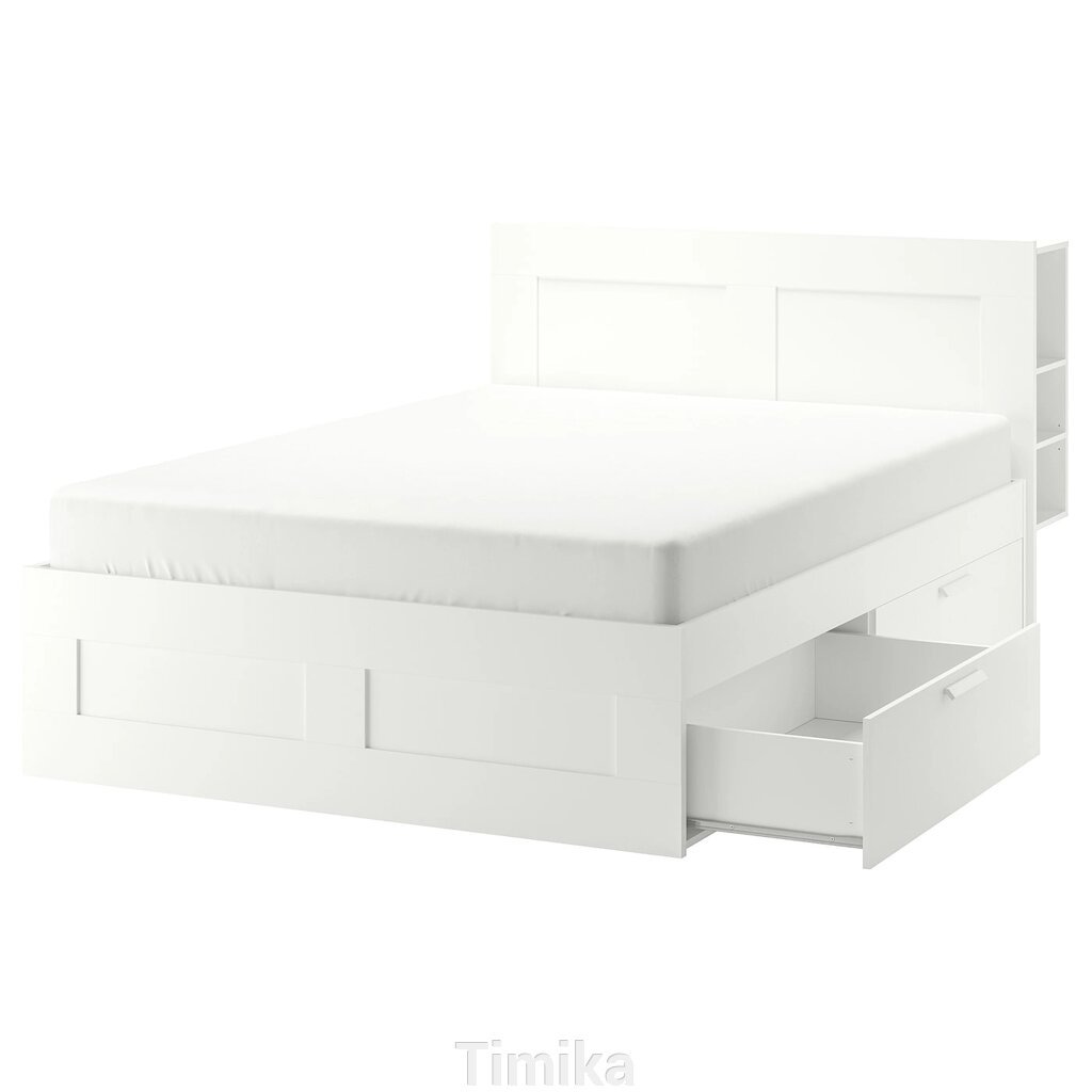 BRIMNES Каркас ліжка з місцем для зберігання, узголів'я, білий, 180x200 см від компанії Timika - фото 1