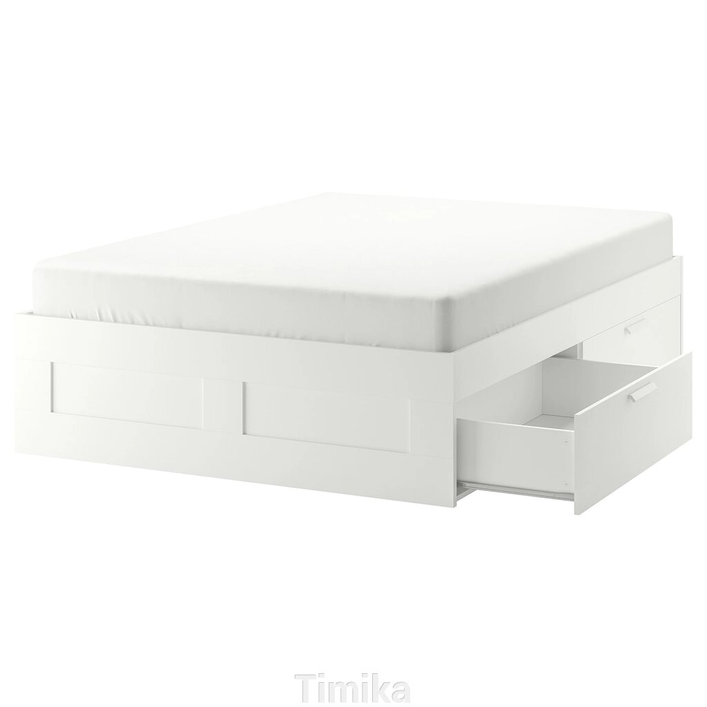 BRIMNES Каркас ліжка з ящиками, білий/Leirsund, 140x200 см від компанії Timika - фото 1