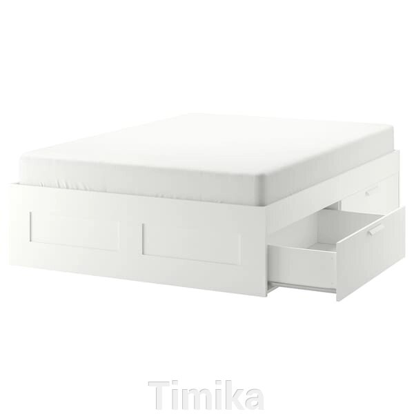 BRIMNES Каркас ліжка з ящиками, білий/Luröy, 160x200 см від компанії Timika - фото 1