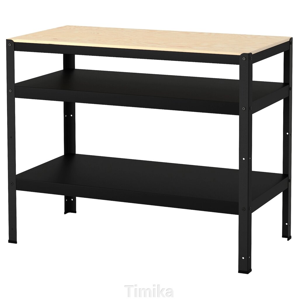 BROR Робочий стіл, фанера чорна/сосна, 110x55 см від компанії Timika - фото 1