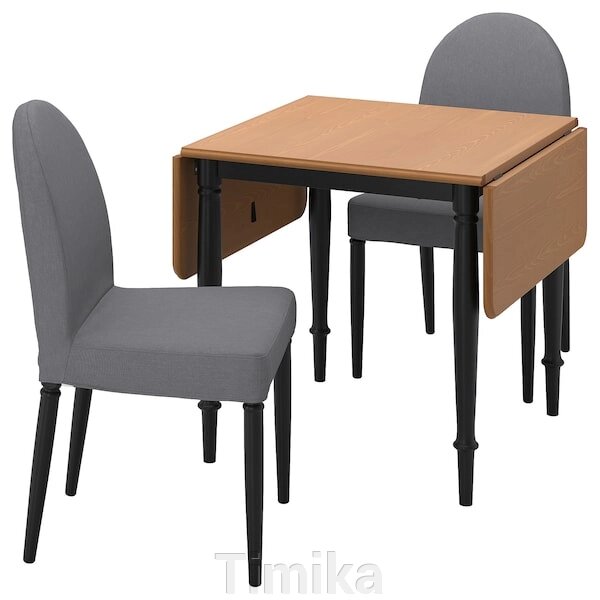 DANDERYD / DANDERYD Стіл і 2 стільці, сосна чорна/Вісле сірий, 74/134x80 см від компанії Timika - фото 1