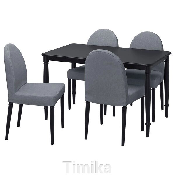 DANDERYD / DANDERYD Стіл і 4 стільці, чорний/сірий Vissle, 130 см від компанії Timika - фото 1