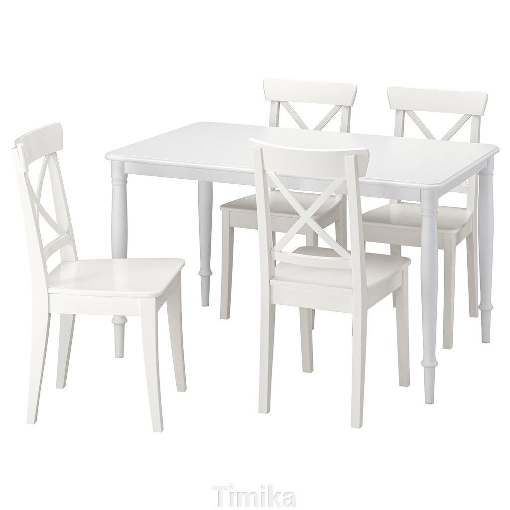 DANDERYD / INGOLF Стіл і 4 стільці, білий/білий, 130 см від компанії Timika - фото 1