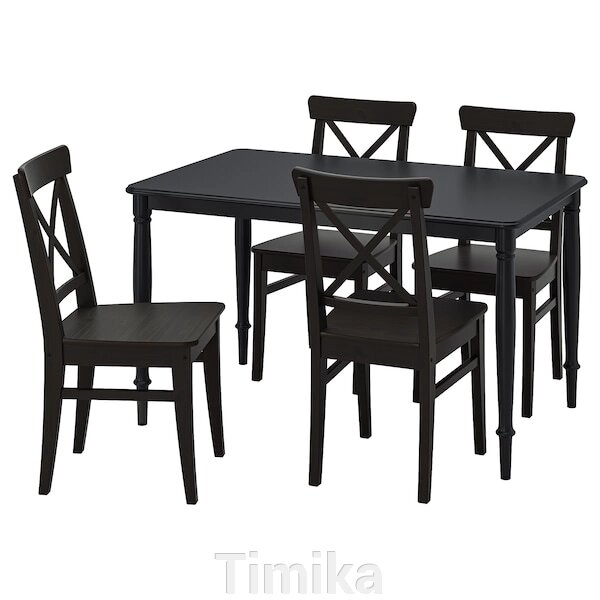 DANDERYD / INGOLF Стіл і 4 стільці, чорний/коричнево-чорний, 130 см від компанії Timika - фото 1