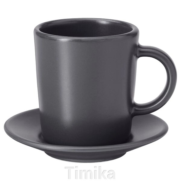 DINERA Чашка з блюдцем для еспресо, темно-сіра, 9 кл від компанії Timika - фото 1
