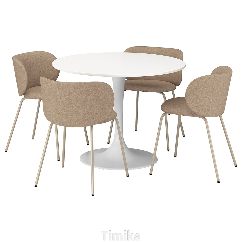 DOCKSTA / KRYLBO Стіл і 4 стільці, білий/Тонеруд темно-бежевий, 103 см від компанії Timika - фото 1