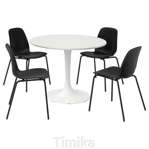 DOCKSTA / LIDÅS Стіл і 4 стільці, білий білий/чорний/чорний, 103 см від компанії Timika - фото 1