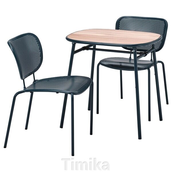 DUVSKÄR Стіл і 2 стільці, відкритий/чорно-синій від компанії Timika - фото 1
