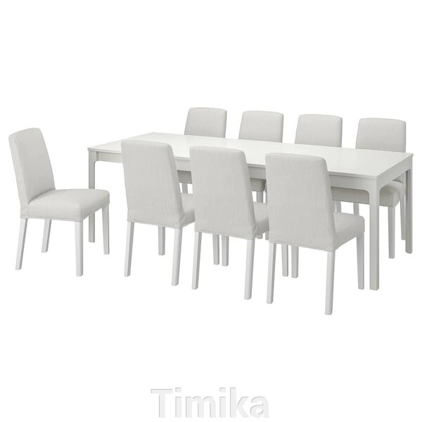 EKEDALEN / BERGMUND Стіл і 8 стільців, білий/Orrsta світло-сірий, 180/240 см від компанії Timika - фото 1