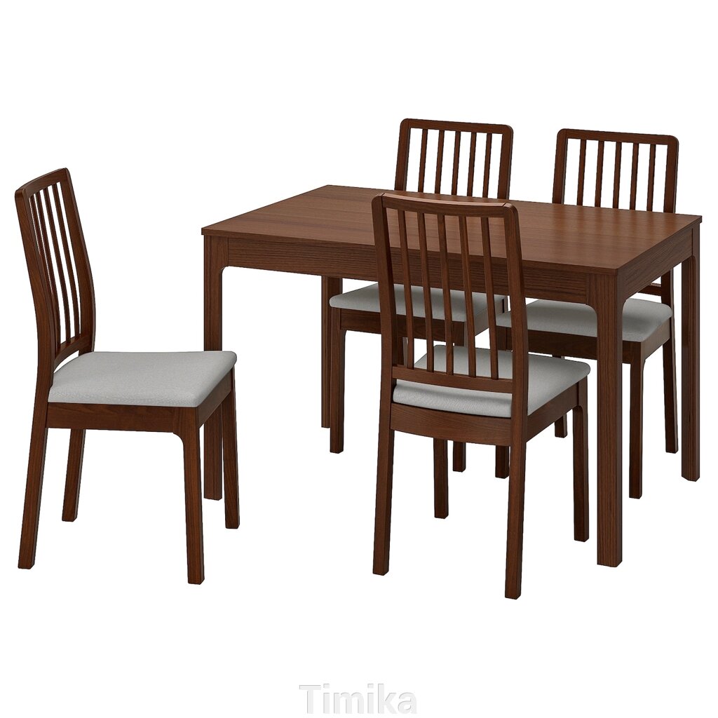 ЕКЕДАЛЕН / EKEDALEN Стіл і 4 стільці, коричневий/Orrsta світло-сірий, 120/180 см від компанії Timika - фото 1