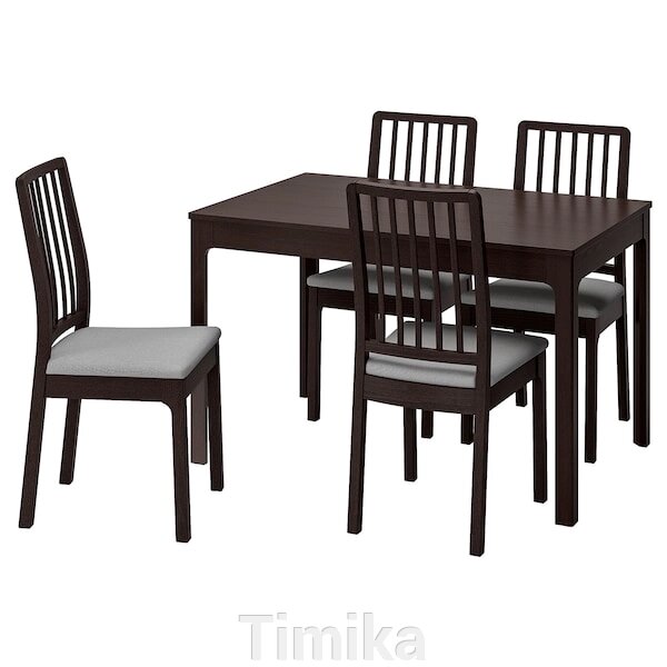 ЕКЕДАЛЕН / EKEDALEN Стіл і 4 стільці, темно-коричневий/Orrsta світло-сірий, 120/180 см від компанії Timika - фото 1
