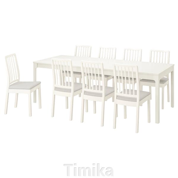 ЕКЕДАЛЕН / EKEDALEN Стіл і 8 стільців, білий білий/Оррста світло-сірий, 180/240 см від компанії Timika - фото 1