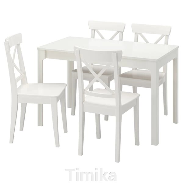 EKEDALEN / INGOLF Стіл і 4 стільці, білий/білий, 80/120 см від компанії Timika - фото 1