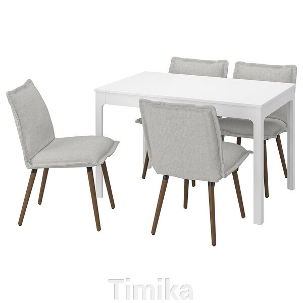 EKEDALEN / KLINTEN Стіл і 4 стільці, білий/Кіланда світло-бежевий, 120/180 см від компанії Timika - фото 1