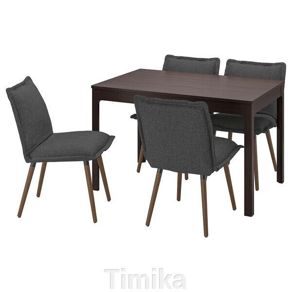 EKEDALEN / KLINTEN Стіл і 4 стільці, темно-коричневий/Кіланда темно-сірий, 120/180 см від компанії Timika - фото 1