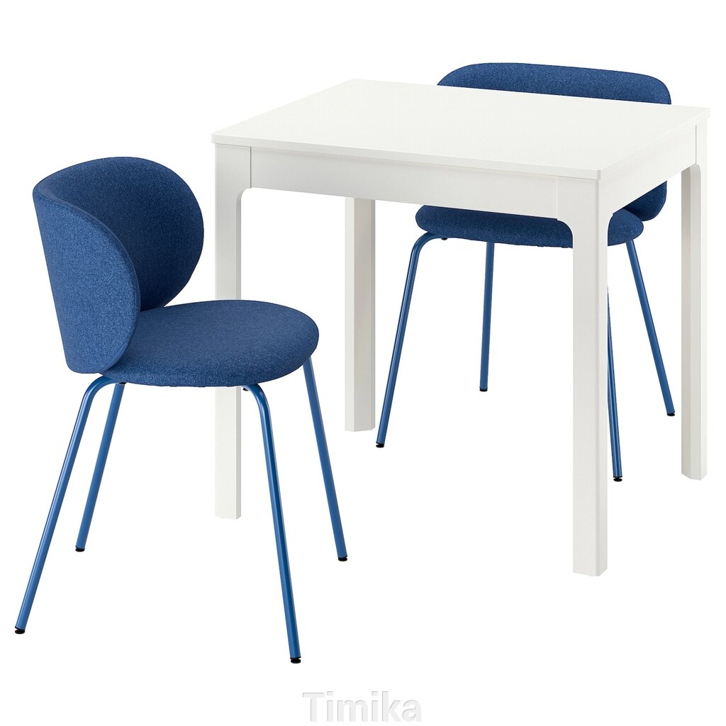 ЕКЕДАЛЕН / КРИЛБО Стіл і 2 стільці, білий/тонеруд синій, 80/120 см від компанії Timika - фото 1