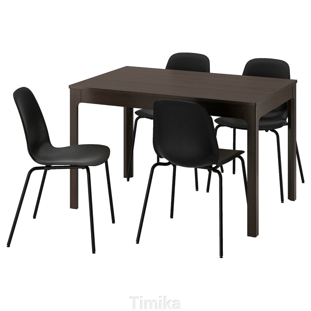 EKEDALEN / LIDÅS Стіл і 4 стільці, темно-коричневий/чорно-чорний, 120/180 см від компанії Timika - фото 1