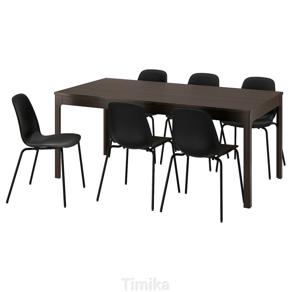 EKEDALEN / LIDÅS Стіл і 6 стільців, темно-коричневий/чорно-чорний, 180/240 см від компанії Timika - фото 1
