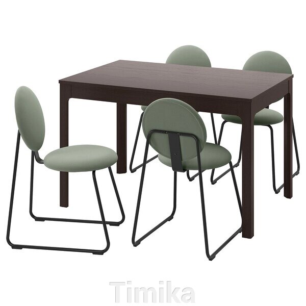 EKEDALEN / MÅNHULT Стіл і 4 стільці, темно-коричневий/хакебо сіро-зелений, 120/180 см від компанії Timika - фото 1